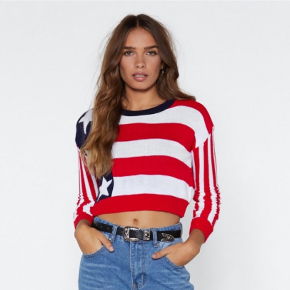 COPY - Nasty gal “US-Hey” USA cropped sweater